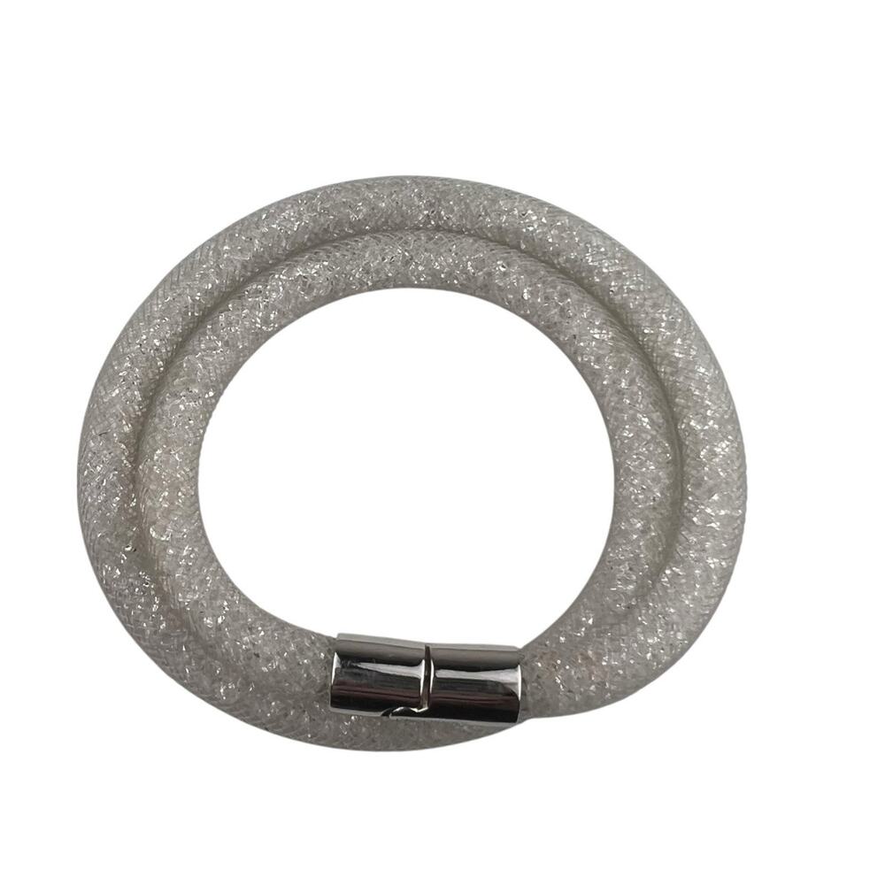 Swarovski 16" Wrap Stardust Mesh White Bracelet